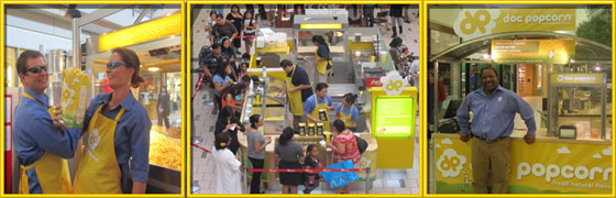 Doc Popcorn Franchise Cart and employees